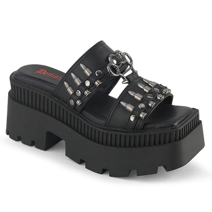 3 1/4" Chunky Heel, 2" Square-Toe PF Slide Sandal (Demonia WRA08/BVL)