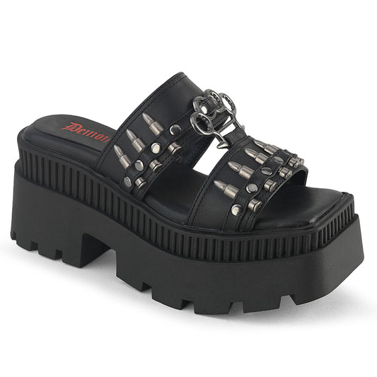 3 1/4" Chunky Heel, 2" Square-Toe PF Slide Sandal (Demonia WRA08/BVL)