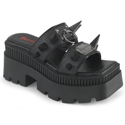 3 1/4" Chunky Heel, 2" Square-Toe PF Double Slide Sandal (Demonia WRA13/BVL)
