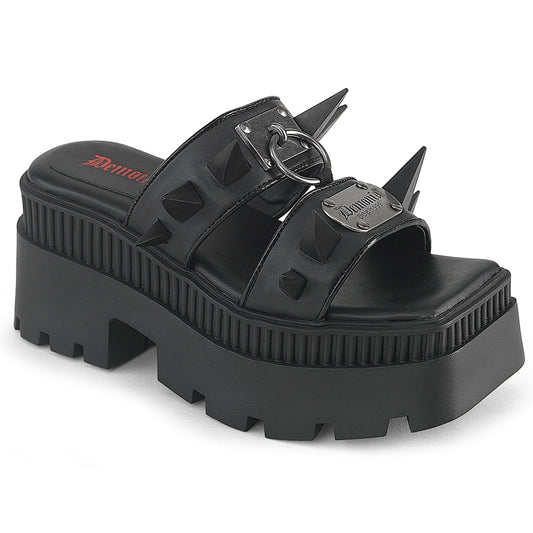 3 1/4" Chunky Heel, 2" Square-Toe PF Double Slide Sandal (Demonia WRA13/BVL)
