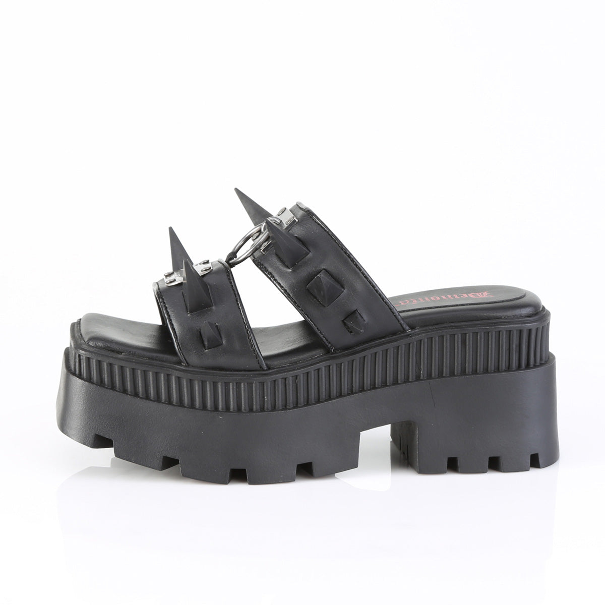 3 1/4" Chunky Heel, 2" Square-Toe PF Double Slide Sandal (Demonia WRA13/BVL)
