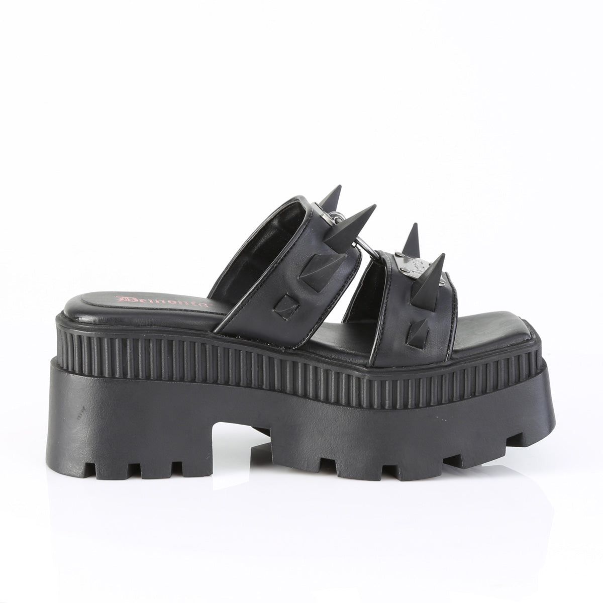 3 1/4" Chunky Heel, 2" Square-Toe PF Double Slide Sandal (Demonia WRA13/BVL)