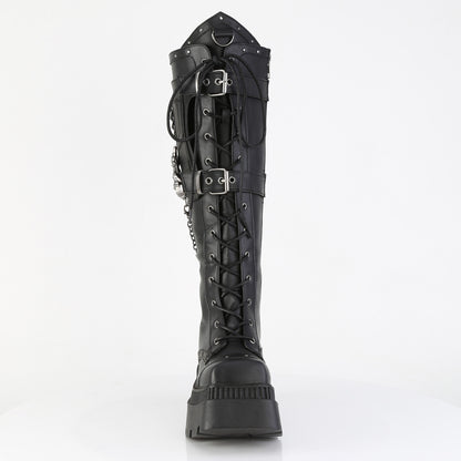 3 1/4" Chunky Heel, 2" Square-Toe PF Knee BT, Inside Zip (Demonia WRA205/BVL)