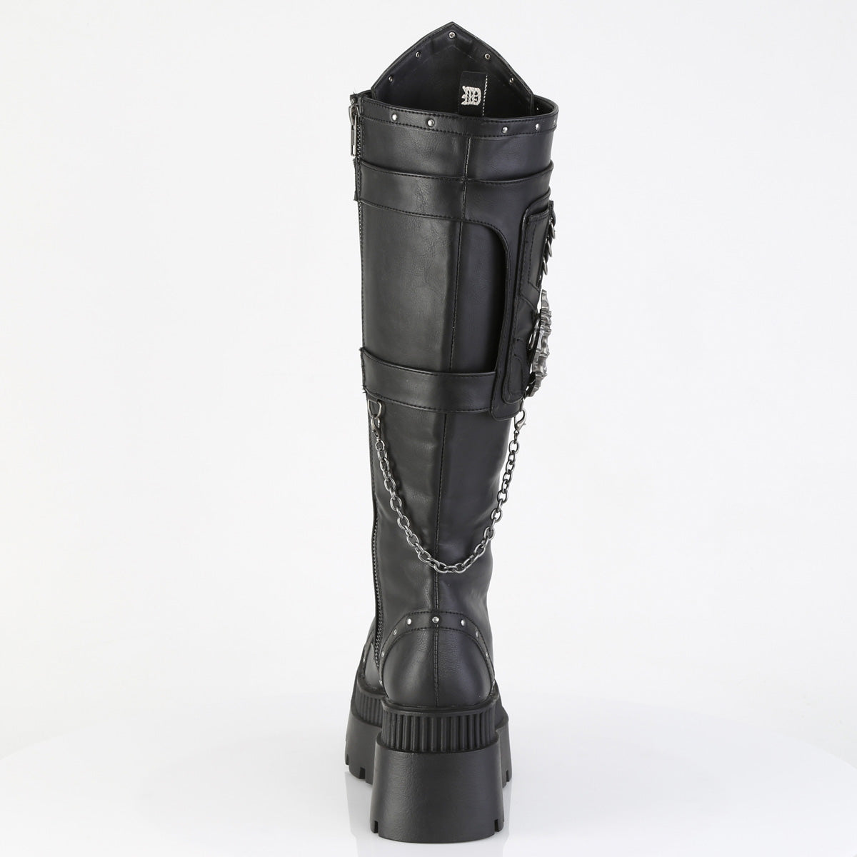 3 1/4" Chunky Heel, 2" Square-Toe PF Knee BT, Inside Zip (Demonia WRA205/BVL)