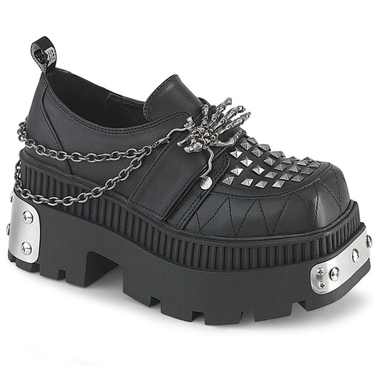 3 1/4" Chunky Heel, 2" Square-Toe PF Loafer Shoe (Demonia WRA42/BVL)