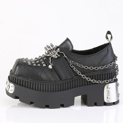 3 1/4" Chunky Heel, 2" Square-Toe PF Loafer Shoe (Demonia WRA42/BVL)