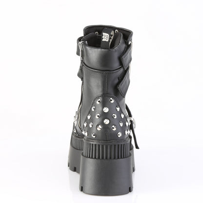 3 1/4" Chunky Heel, 2" Square-Toe PF Ankle Boot, Inside Zip (Demonia WRA58/BVL)
