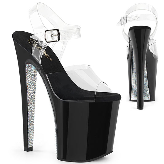 8" Heel, 4" PF Ankle Strap Sandal w/ Contrast RS (Pleaser XTM808CRS/C/B-SRS)