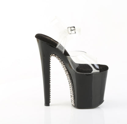 8" Heel, 4" PF Ankle Strap Sandal w/ RS (Pleaser XTM808SPRS/C/B-PW)