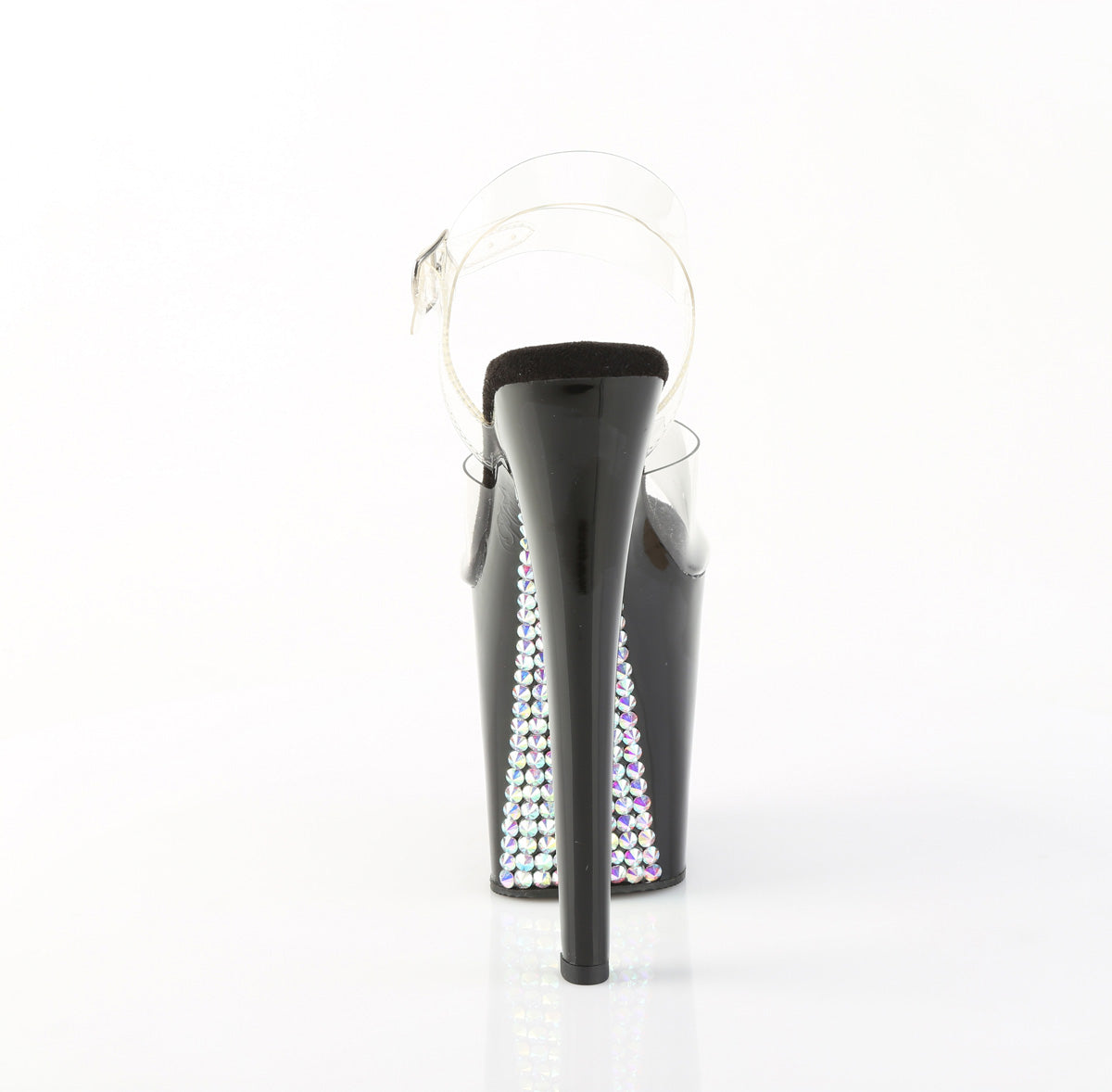 8" Heel, 4" PF Ankle Strap Sandal w/ RS (Pleaser XTM808SPRS/C/B-PW)