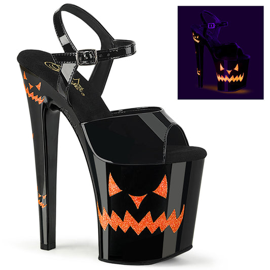 8" Heel, 4" PF Ankle Strap Sandal w/JOL Faces (Pleaser XTM809JOL/B/B-NOG)